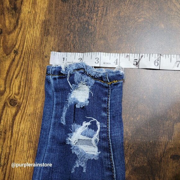 Kancan Jeans Size 26 Skinny Mid Rise Raw Hem Medium Light Wash Stretch Denim - Picture 10 of 12